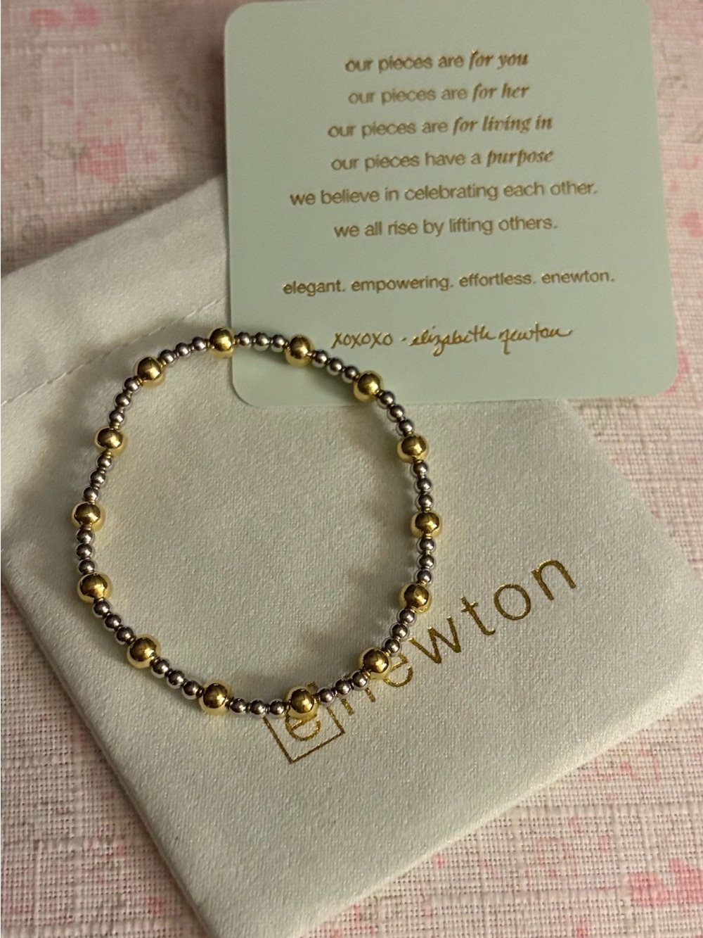 Newton Two-Tone Gold and Silver Beaded Stretch Bracelet